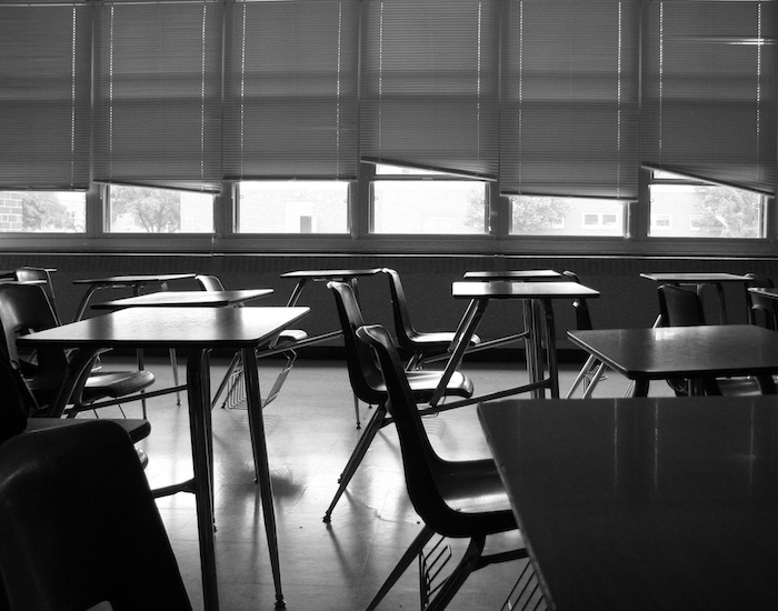 Chairs in a classroom.