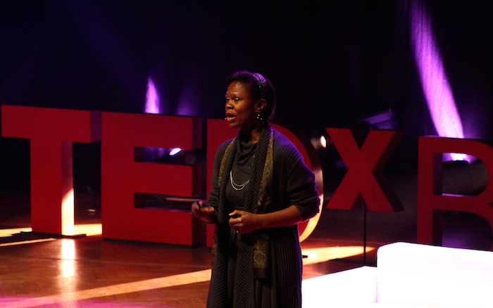 Yvonne Cagle speaking at TEDx Brussels.